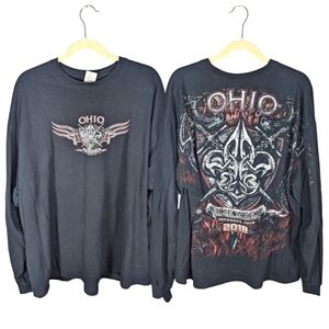 Ohio Bike Week 2018 Affliction Style Grunge Goth Bikercore long sleeve shirt 2XL